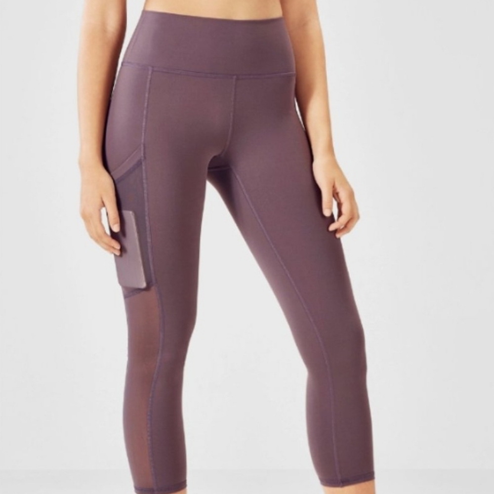 Women's Powerhold Fabletic Compression Leggings Purple(Lilac) High Rise Size M